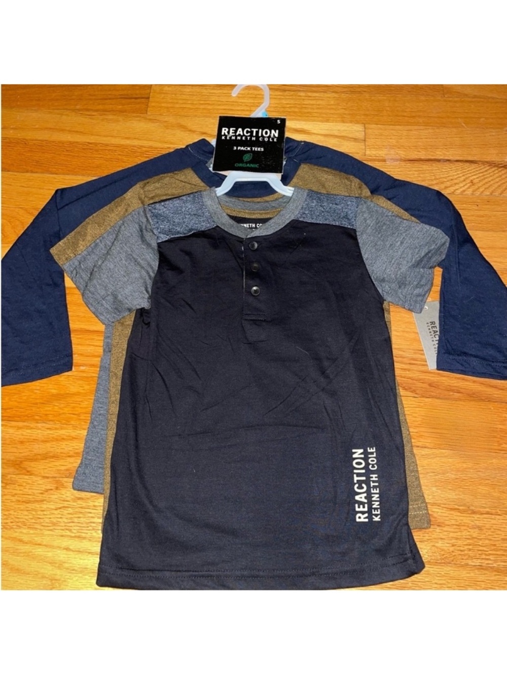 Reaction Kenneth Cole Boys' Navy, Gray and Black Henley 3-Pack
